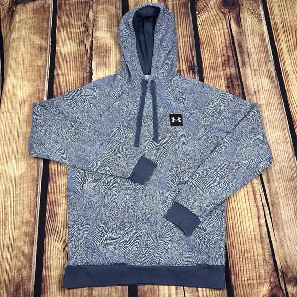 Under Armour UA Rival All Over Print Gray Long Sleeve Printed Hoodie Men’s Small - Picture 1 of 9